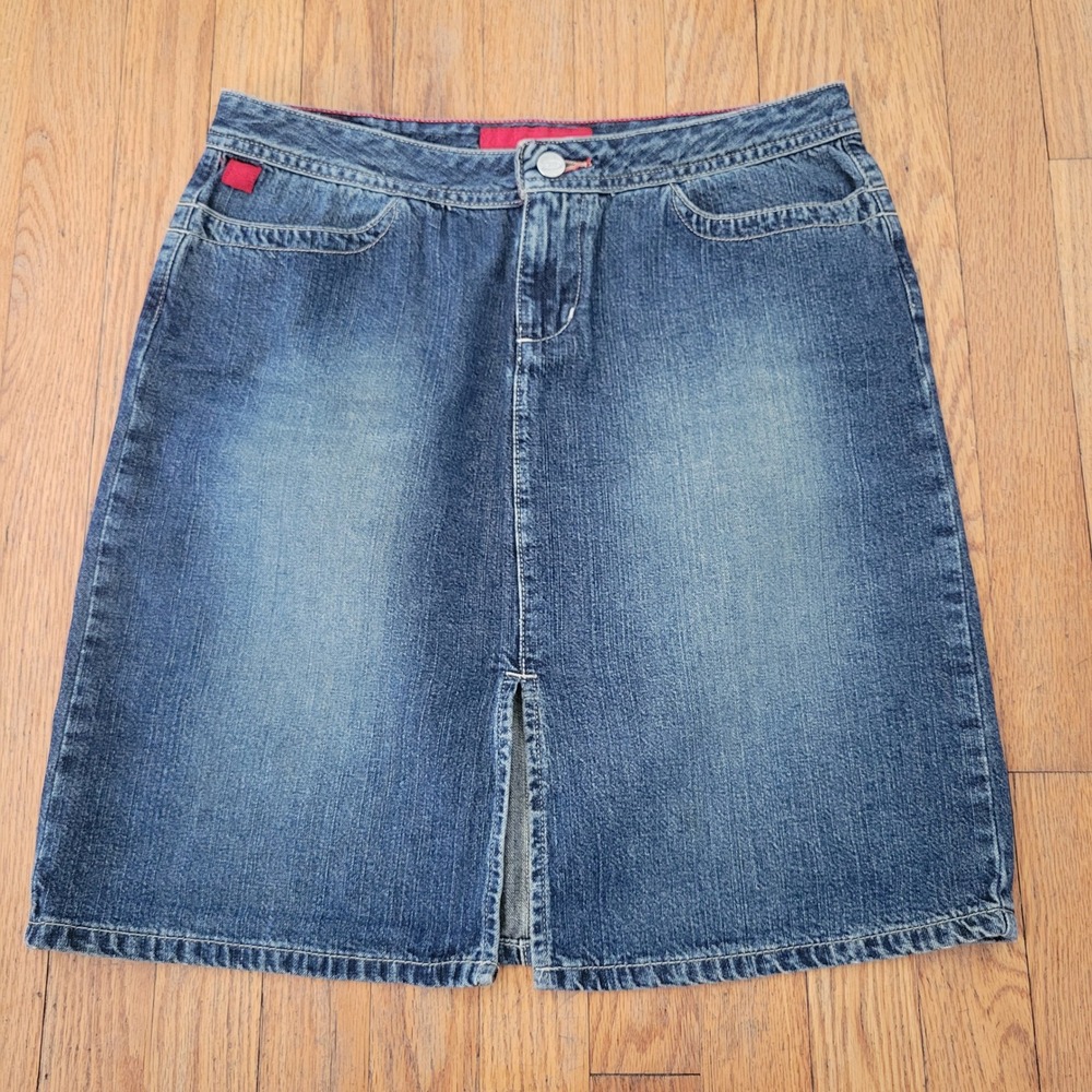 Bongo 9 Blue Jean Denim Skirt Front Slit Y2K Vintage Retro 90s Grunge Streetwear